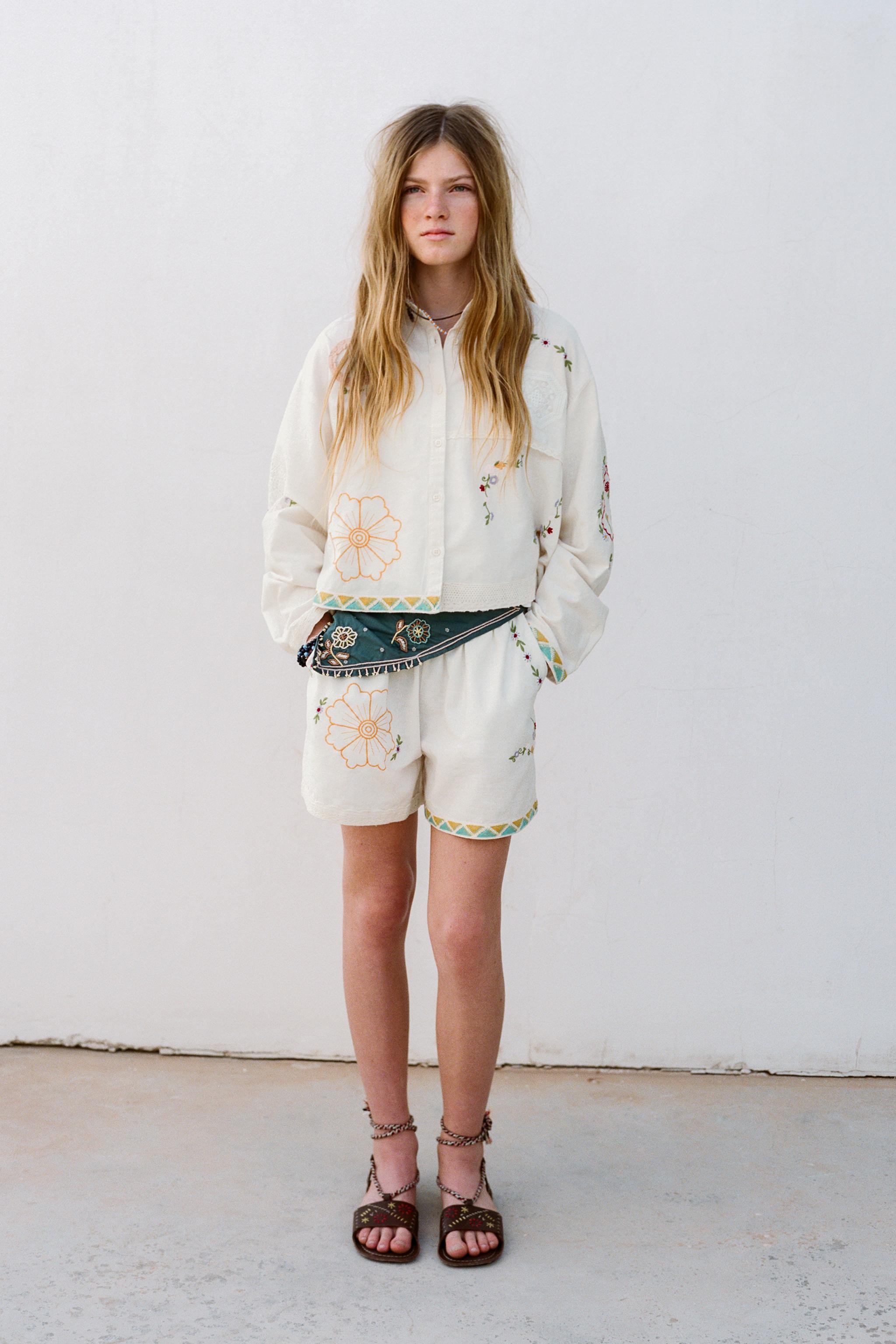 CHEMISE BRODERIES AVEC COTON ET LIN